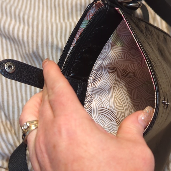 COPY - NWT: THE SAK "PAX SWING BAG" black🖤leather Xbody 😎COOL metallic details - Picture 6 of 8